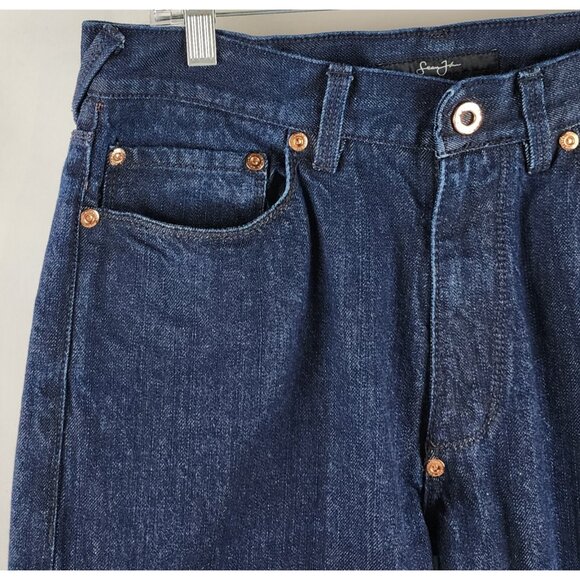 Sean John Jeans Men 32x30 Blue Hamilton Relaxed Straight Rose Gold Buttons Y2K - Picture 3 of 11